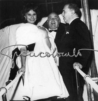 Sophia Loren, Angelo Rizzoli e Carlo Ponti. Cannes, 1959