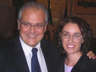 Il direttore del TG2 Mauro Mazza con Martina Campolongo di Oltrepensiero.it
